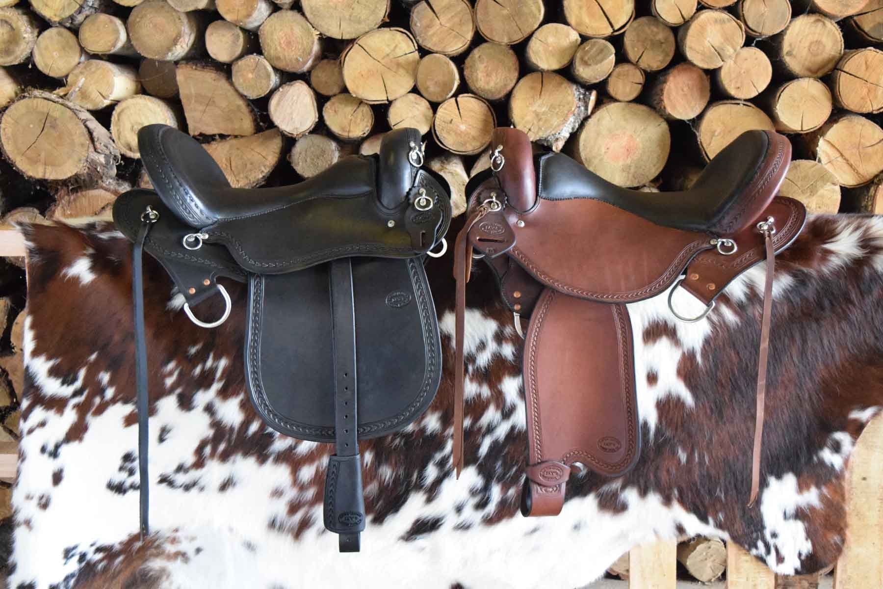 Two custom leather Trail Lite /Endurance Saddles by Jay's Saddles in Tennessee